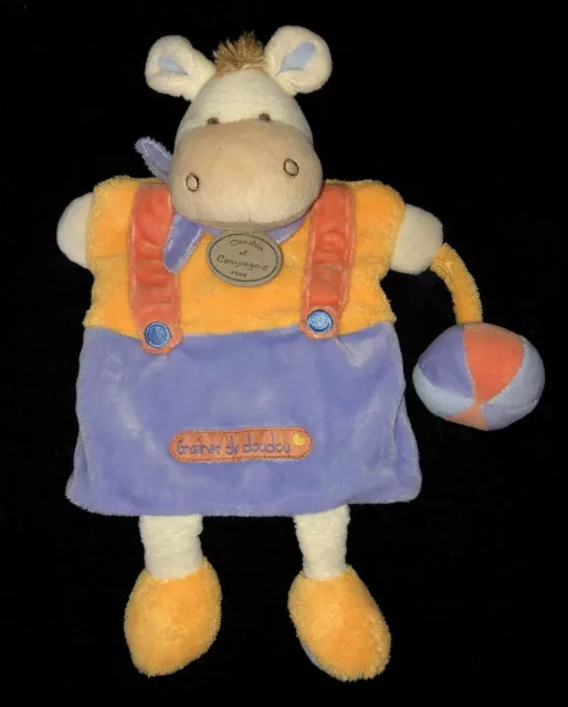 Graines de Doudou & Compagnie Marionnette Ane bleu jaune et orange ballon DC2192