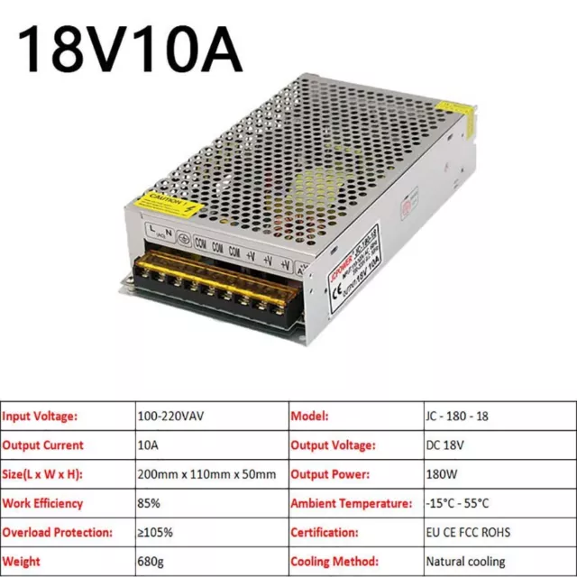 Timbre de intercomunicador transformador de fuente de alimentación conmutada regulada 18V 10A 180W