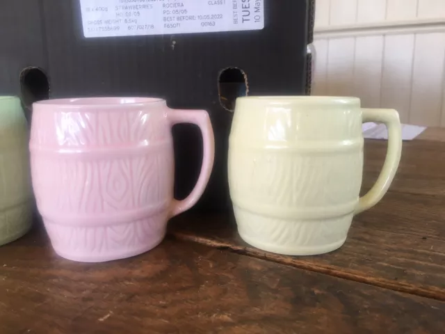 Vintage Sylvac Pottery Barrel Mugs Pair