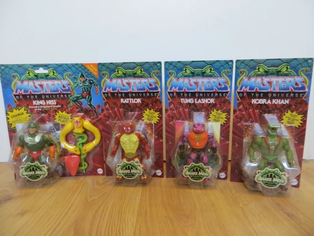 Motu Origins Snake Men 4er Set, King Hiss, Rattlor, Kobra Khan und Tung Lashor