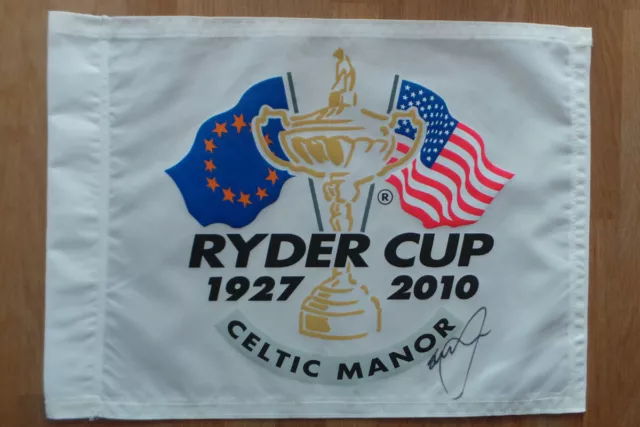 Graeme McDOWELL Signed 2010 Celtic Manor Ryder Cup Golf Flag Autograph AFTAL COA