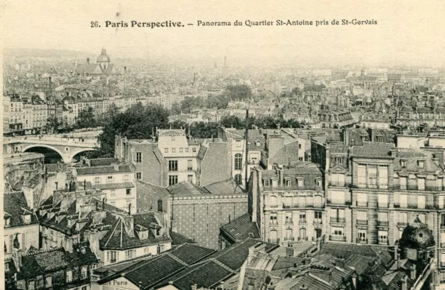 PARIS Perspective Map Panorama of the Quartier Saint Antoine taken from St Gervais