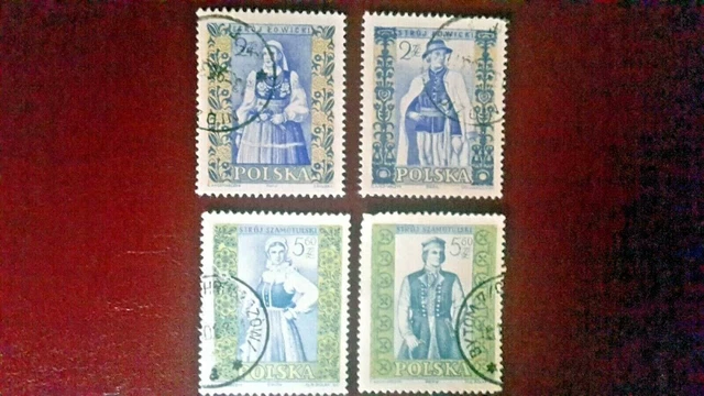Briefmarken Polen 1960 Polnische Trachten 1146-1147 u. 1158-1159 gestempelt