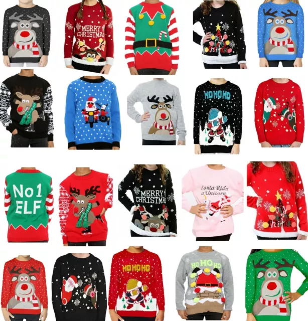 Maglione Natale Bambini Bambini Ragazzi Ragazze Natale Maglione Inverno Lavorato a Maglia Retro