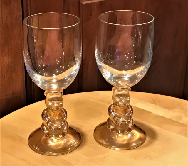 Disney  Winnie the Pooh Figure Base Goblet Wine Glass Marigold Stemware 4 3/4"