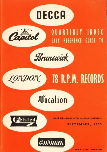 DECCA/CAPITOL/BRUNSWICK/LONDON/VOCALION RECORD CATALOGUE september 1955 96 pages