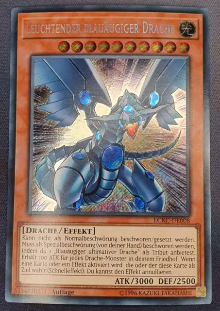 Leuchtender Blauäugiger Weißer Drache 1. Auflage Neu Secret Rare Yugioh deutsch