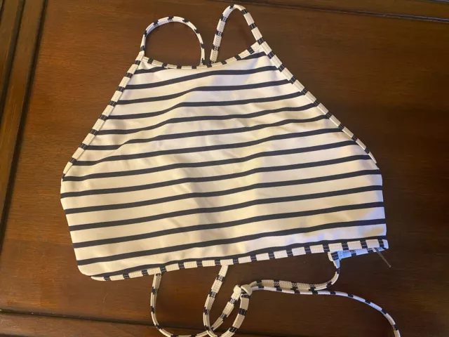 Blue And White Stripes AERIE   swimsuit bikini top size Medium New Without Tags