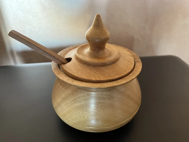 Portazucchero In Legno Con Coperchio E Cucchiaio - Elegante E Naturale Per Cucina - Foto 2