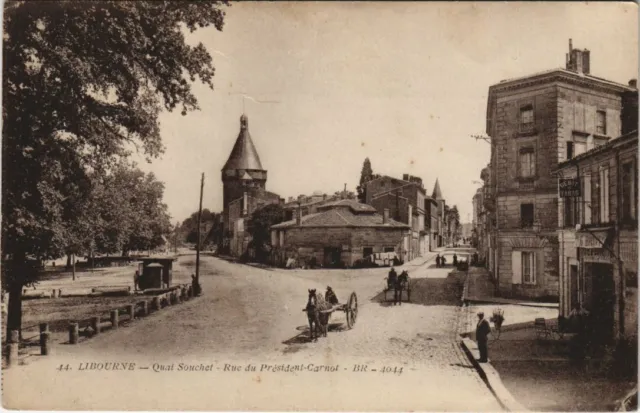 CPA LIBOURNE - Quai Souchet - Rue du president-Carnot (140121)