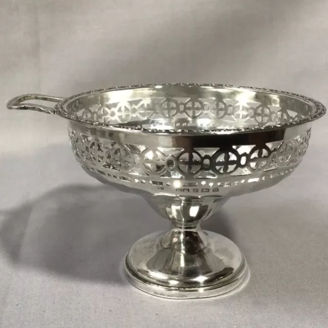 1925 Solid Silver Single Handle Pierced Pedestal Bowl by Henry Mathews 58.52g.
