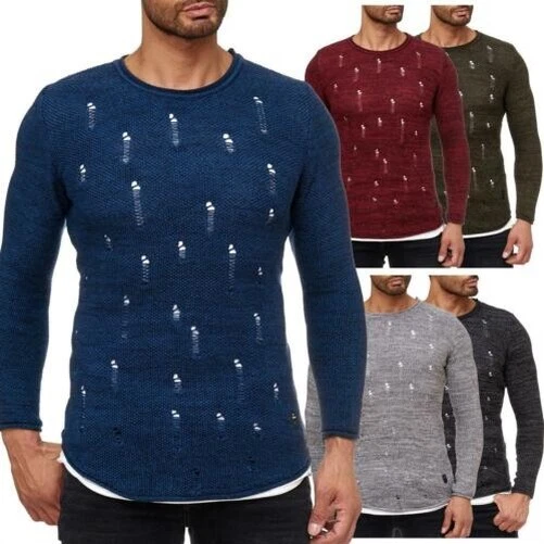 Redbridge Homme Pull Sweat Pull Tricot Double Couche à Manches Longues Dope