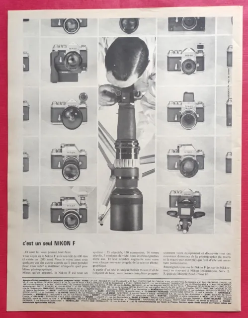 Publicité de presse: Appareil Photo NIKON F C'est un seul Nikon Novembre  1967