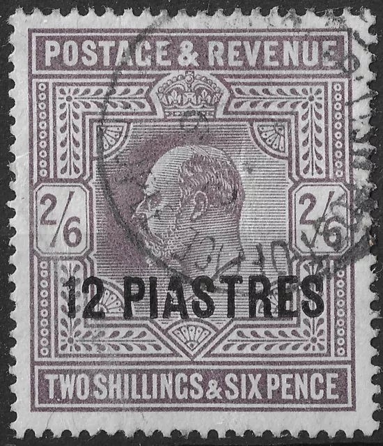 British Levant 1902 SG 11b | 12pi on 2/6 dull purple | Fine used/creases Cat £40