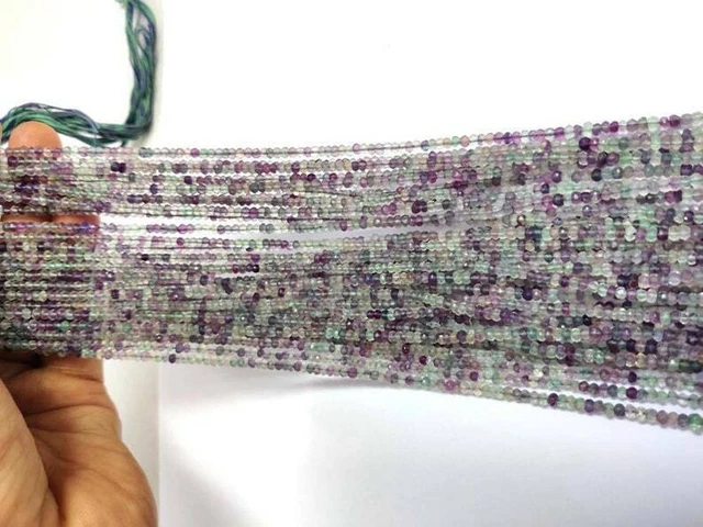 AAA Blue Fluorite Faceted Rondelle Loose Beads 3mm, Fluorite Gemstone Beads 13" 2
