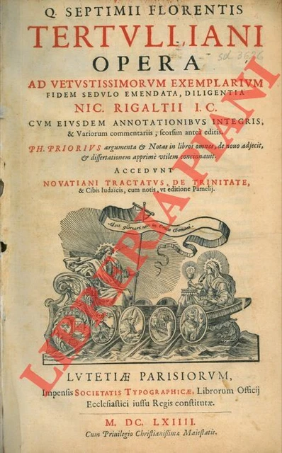 TERTULLIANO (Quinto Settimio Fiorente) -  Q. Septimii Florentis Tertulliani Ope