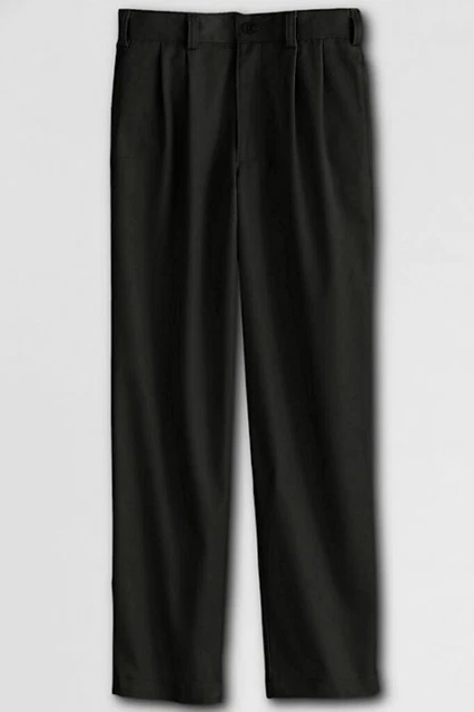 LANDS END Black Pleated School Uniforms Pants Boys 12 Inseam 28" *GC*