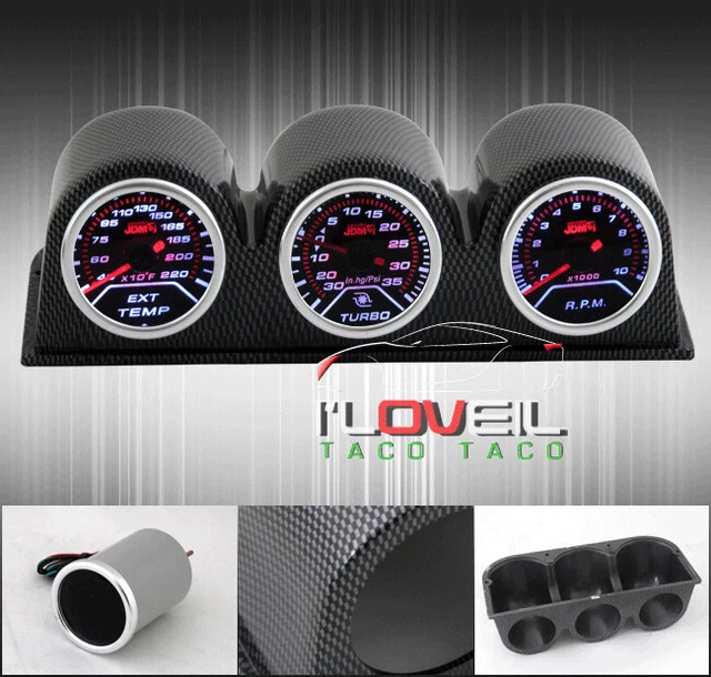 2" Gauge Combo : Gas Temp + Turbo Boost + Tachometer + Gauges Pod
