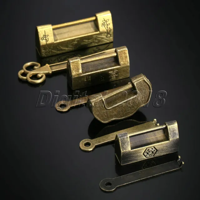 Retro Style Antique Decorative Jewelry Chest Box Suitcase Lock Padlock key Tool