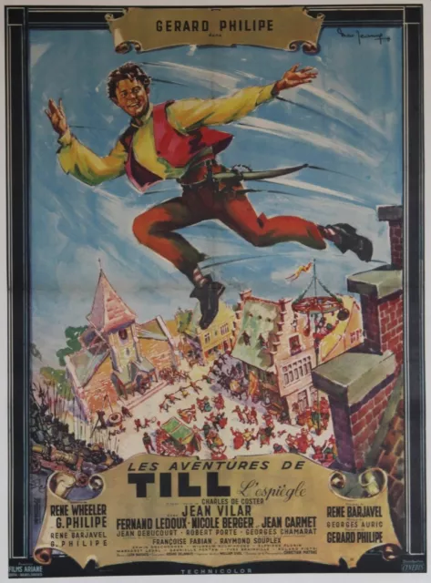 "LES AVENTURES DE TILL L'ESPIEGLE" Affiche originale entoilée (Gérard PHILIPE)