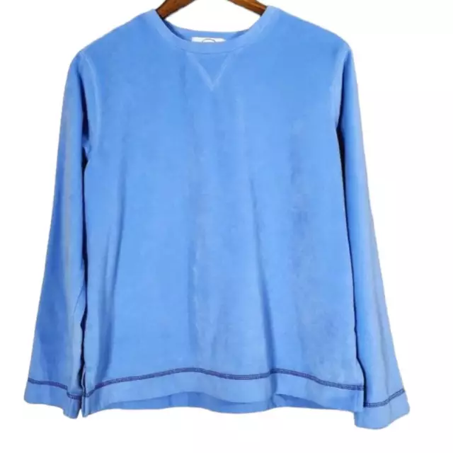 Oscar de la Renta Women's Long Sleeve Shirt Size Small Light Blue Fleece