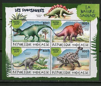 Togo 2019 Dinosaures Ensemble De Deux Feuilles Neuf sans Charnière