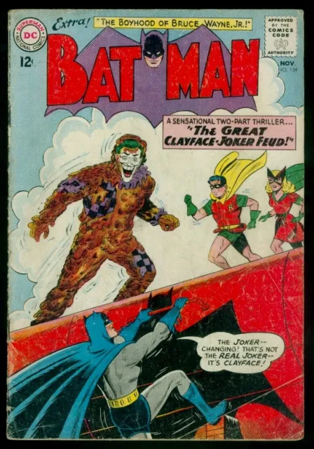 DC Comics BATMAN #159 The Great Clayface-Joker Feud Batgirl Robin VG 4.0