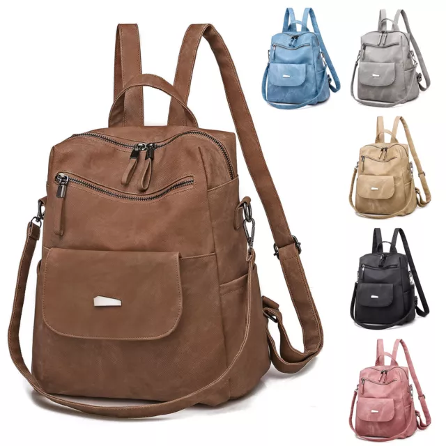 PU Leather Backpack Women Travel Anti-theft Shoulder Bag Purse Satchel Handbag