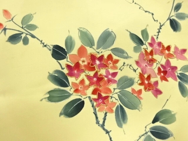 6788836: Japanese Kimono / Antique Hiraki Nagoya Obi / Shioze / Embroidery / Flo