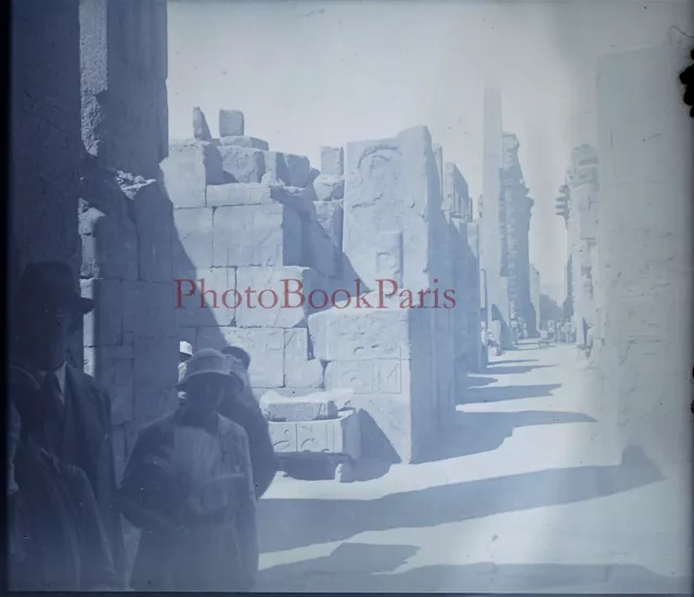 EGYPTE Archéologie c1930 Photo NEGATIVE Plaque verre Stereo Vintage V28L10n14