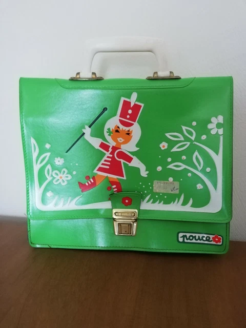 Sacoche Écolier Ancienne Labourier Paris - Cartable Vintage Vert, Fermeture Bouton, Occasion
