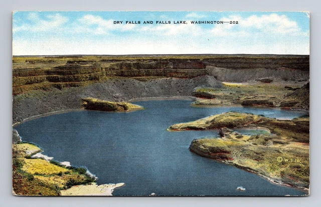 Vintage DB Postcard Sun Lakes Dry Falls State Park WA Falls Lake