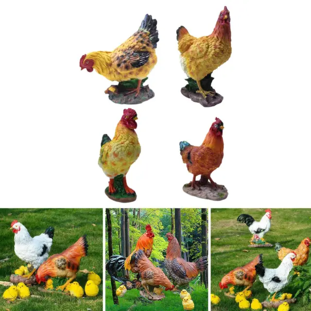 Realistic Hen Resin Statue Decor Artwork Chicken for Backyard Yard Outdoor