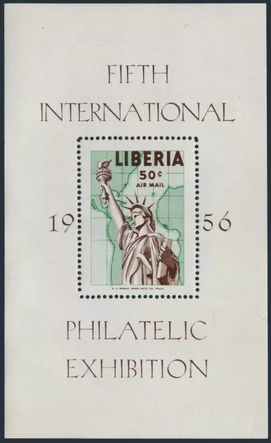 Liberia C103,MNH.Michel 497 Bl.9. Stamp EXPO 1956.Map,Statue of Liberty.