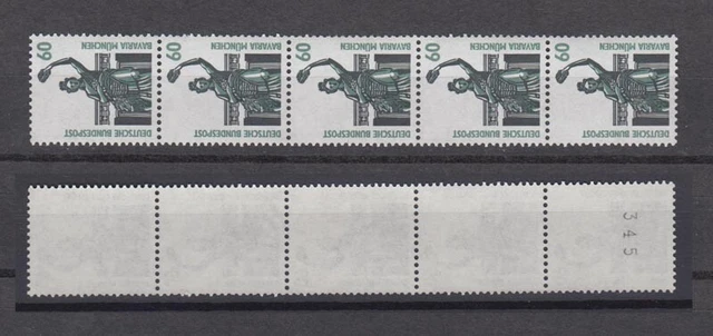 Bund 1341 Au  RM 5er Streifen mit ungerader Nummer SWK 60 Pf postfrisch