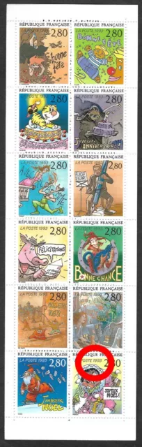 Timbres France Neufs 1993 Carnet N°BC2848 Variété Point entre 1 et 9 de 1993