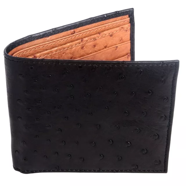 Portefeuille Homme Cuir Véritable Peau d'Autruche Noir Marron Doublure...