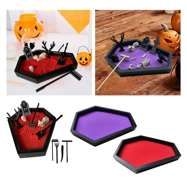 Cercueil  jardin avec sable effrayant Goth Halloween décor pour tables