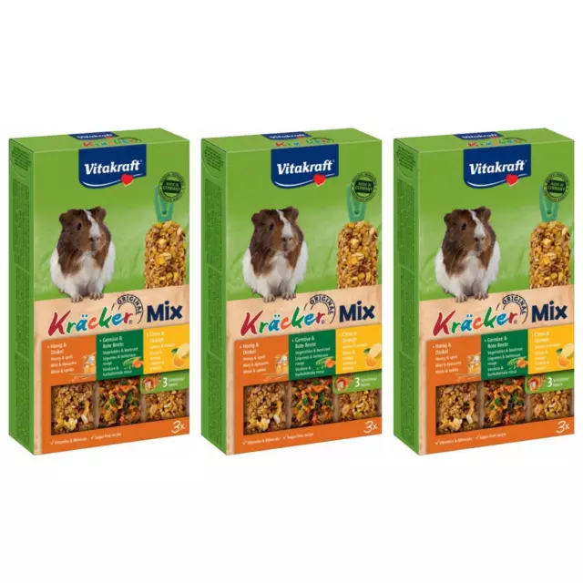 3 x Vitakraft Kräcker MIX Honig Gemüse Orange Meerschweinchen 3er Pack