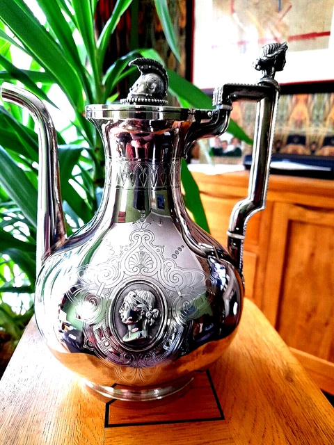 Caffettiera Sbalorditiva Medaglia Argento Sterling Bailey & Co C1860 868Gms Excon