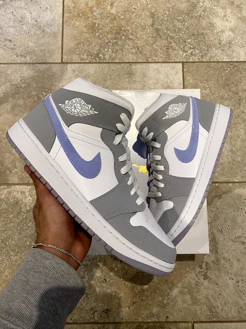 NIKE AIR JORDAN 1 Mid Wolf Grey Aluminium UK 3 US 5.5 EU 36