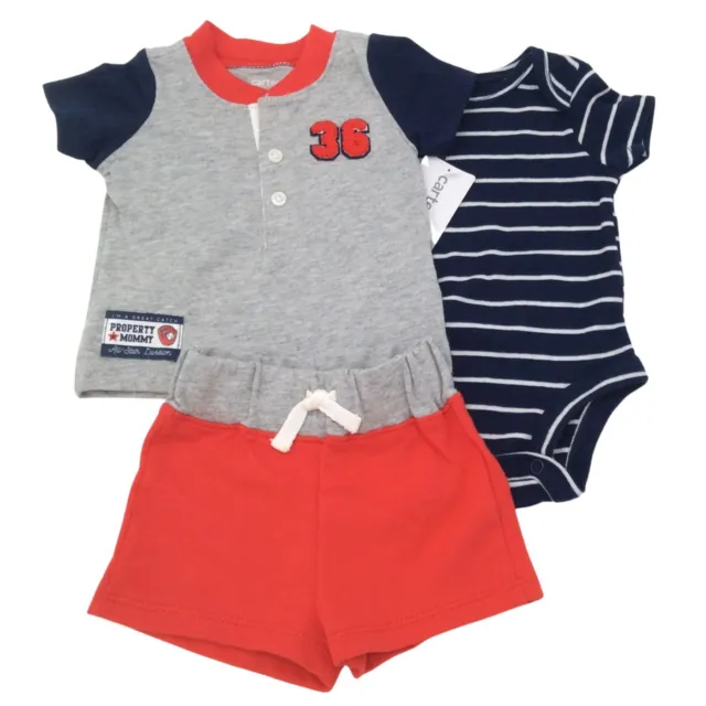 Carter's Baby Boys Infants Baseball Tee Bodysuit and Shorts Set Outfit Size NB