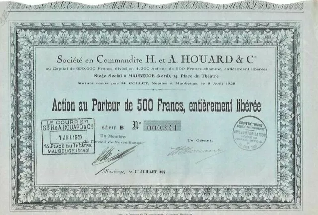 Ste en commandite A et H HOUARD & Cie - Nord - RARE