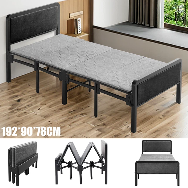 FOLDING BED ROLLAWAY Portable Guest Bed Metal Frame Single Sleeper Bed