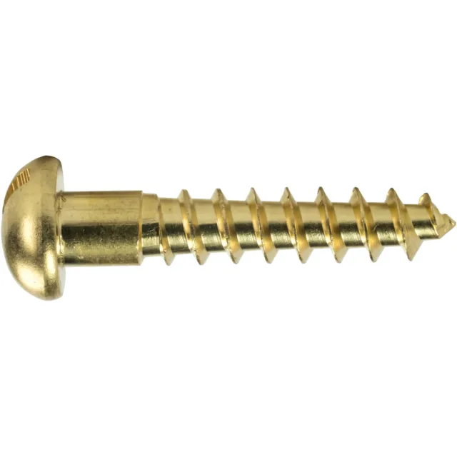 #2 Round Head Slotted Drive Wood Screws Solid Brass All Lengths In Listing 2