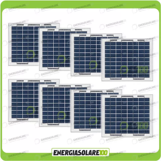 Set 10 Pannelli Solari Fotovoltaici 50W 12V multiuso Pmax 500W Baita Barca