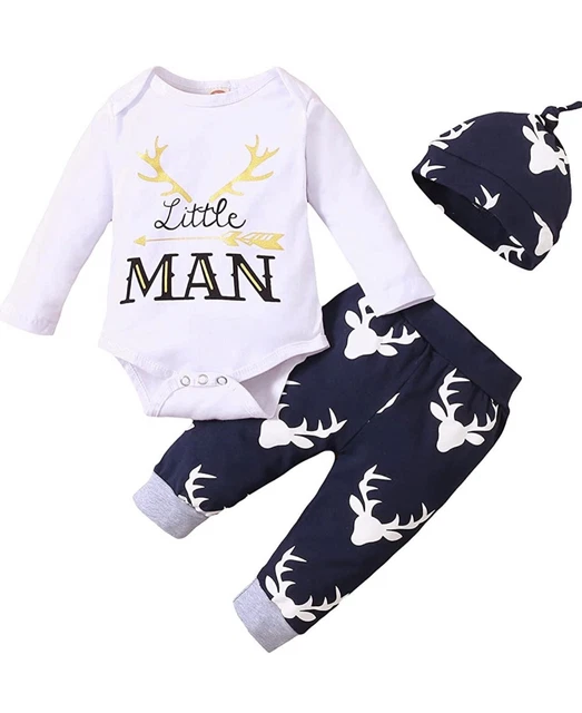 3 Pieces Baby Boy Deer Christmas Outfits Clothes Set Size 12-18 Month Little Man