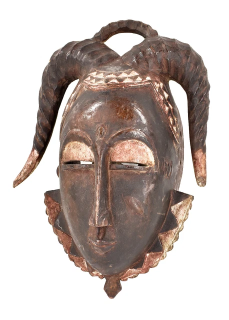 Baule Portrait Mask Horns Kpan Mblo Ivory Coast African Art