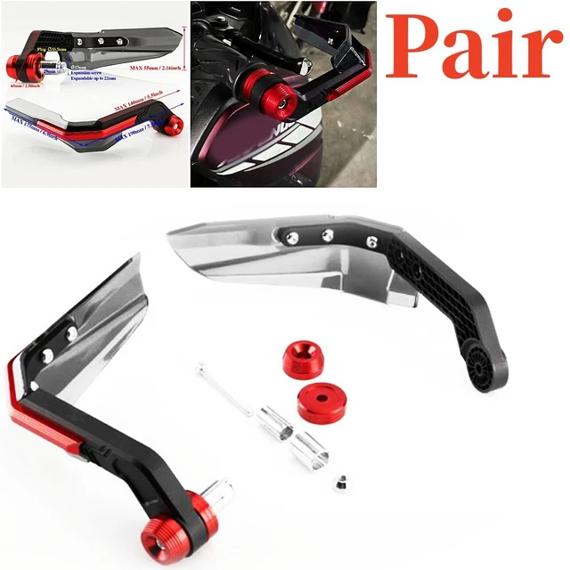 17-22MM 2×Motorcycle CNC Hand Guard Windshield Protection Shield Front Handlebar
