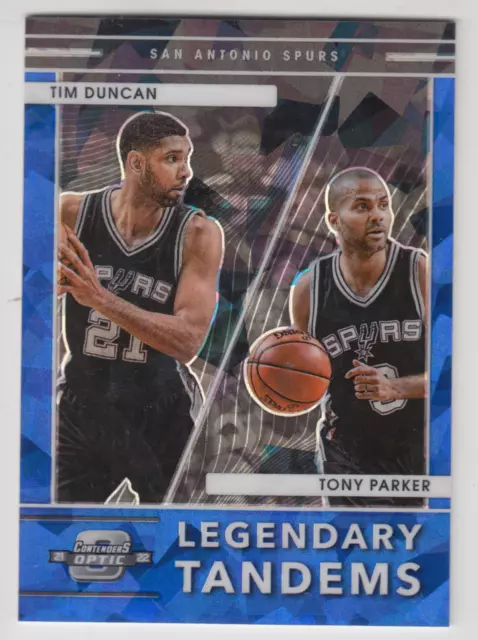 2021/22 Panini Contenders Optic Tim Duncan Tony Parker /75 Blue Cracked Ice #7